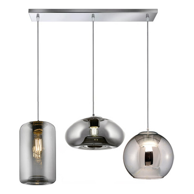 Colgante 3 Luces Desigual Fume Base 60x10cm Apto Led E27