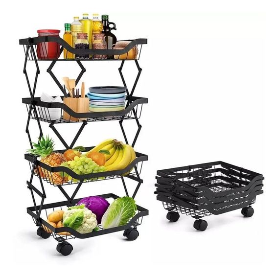 Carrito Verdulero Frutero Organizador De Cocina Metal Rueda