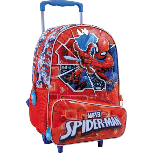 Mochila Con Carro 16 Pulgadas Spiderman Marvel Color Rojo