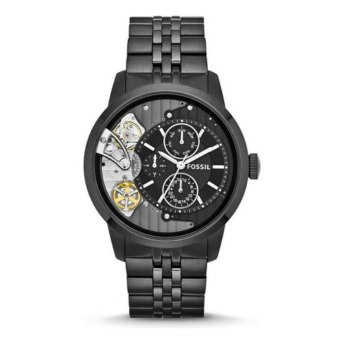 Reloj Fossil para hombre, ME1136/1pn, color original de la correa, bisel negro, color de fondo negro
