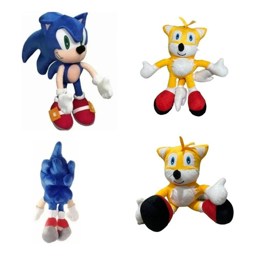 Juego de 2 muñecos Sonic Plush, 50 cm, grandes, negros, color Sonic And Tails