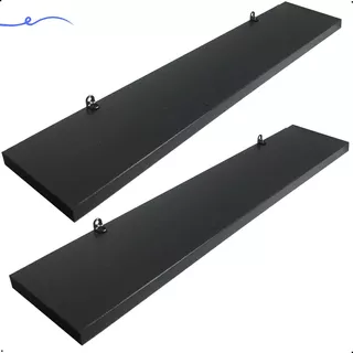 2 Prateleiras 50x10 Mdf Preto C/suporte Cozinha Quarto Sala