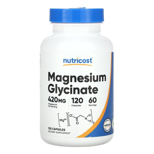 Glicinato Magnesio 210 Mg 120 Cápsulas Nutricost Eeuu Sabor Sin Sabor