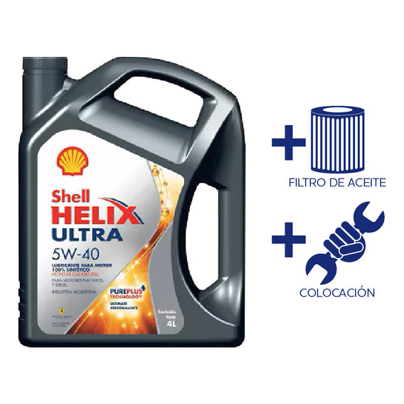 Cambio Aceite Shell Helix Ultra 5w40 4l +fil Ac Siena 1.4