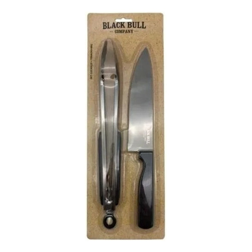 Set Parrillero Cuchillo + Pinzas Marca Blackbull Parrilla