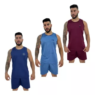 Kit 3 Pijamas Masculino Verão Regata E Short Atacado + Cores