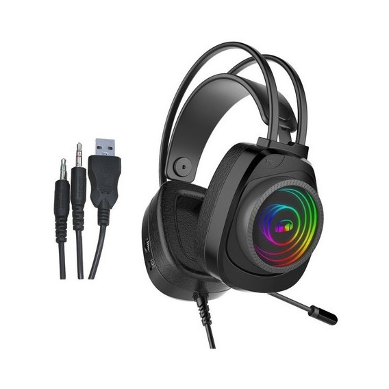 Audifonos Monster Gamer Diadema Auriculares Rgb N5-3.5 Color Negro