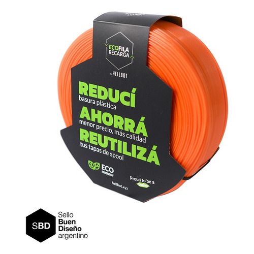 Filamento Pla Impresora 3d Hellbot Ecofila Recarga 1kg 1.75 Naranja