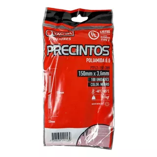 Precintos Prensacable 150mm X 3.6mm Tacsa X 100 Unidades Color Negro