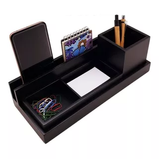 Organizador De Mesa Escritório Laqueado Preto Luxo