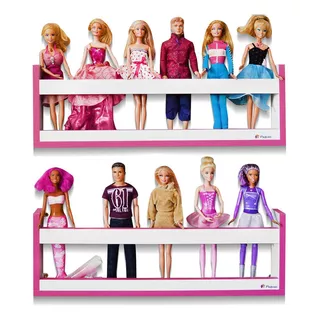 2 Prateleira Rosa Bonecas Barbie Brinquedos Quarto Infantil