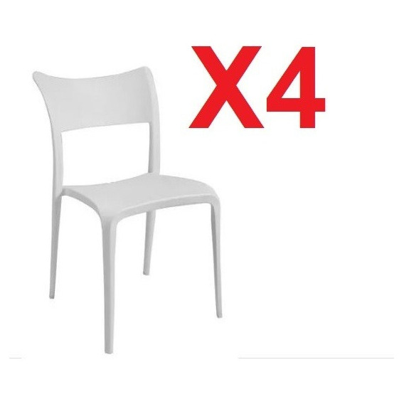 Silla De Plastico X4 Apilable Diseño Verona Baires4 