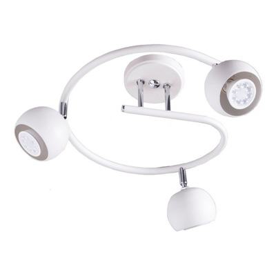 Plafon 3 Luces Bocha Blanco Espiral Cabezal Móvil Apto Led