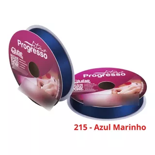 Fita Cetim Nº5 22 Mm Rolo Com 50 Metros Progresso Cor 215 - Azul Marinho