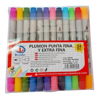 Plumón - Marcador 24 Colores Punta Pincel Y Fina-doble Punta