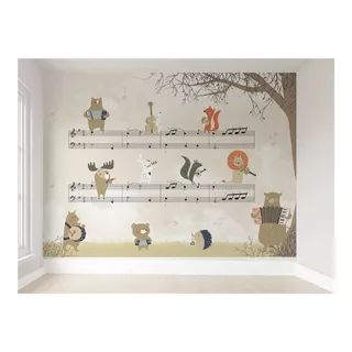 Papel De Parede Safári Musical Infantil Autocolante Vr24 3m²