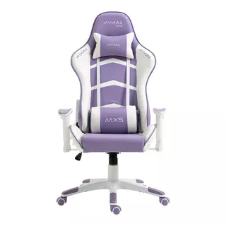 Cadeira Gamer Mx5 Giratória Branco E Roxo - Mymax