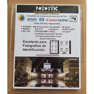 Papel Fotográfico Carta Mate Premium Rc 50 Hojas