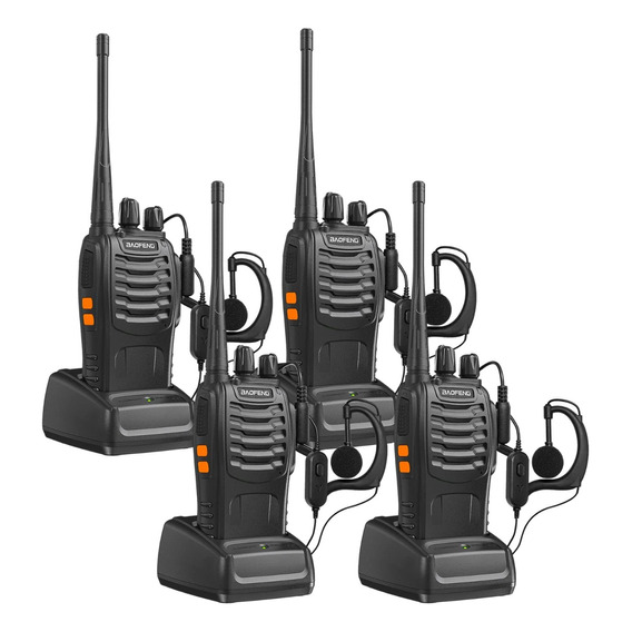 4 Radios Uhf Baofeng Bf-888s Con Auricular, Juego De 4 Manos