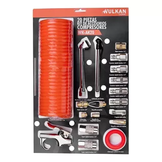 Kit De Accesorios 20 Piezas Para Compresor Wulkan