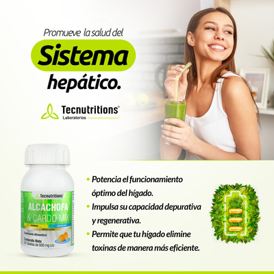 Suplemento Alcachofa Y Cardo Mix, Tecnu® Hígado Detox Sabor Sin Sabor