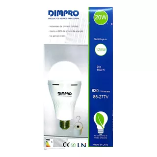 Bombillo Led Recargable 20w 6500k E27 3 Hrs Marca Dimpro