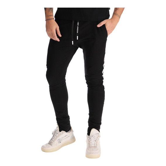 Pants Negro Para Hombre Jogger Elastico Deportivo Boy London