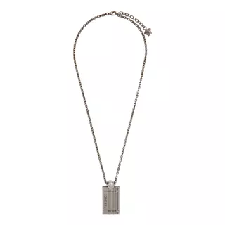 Collar Versace Gunmetal Tag Necklace Original