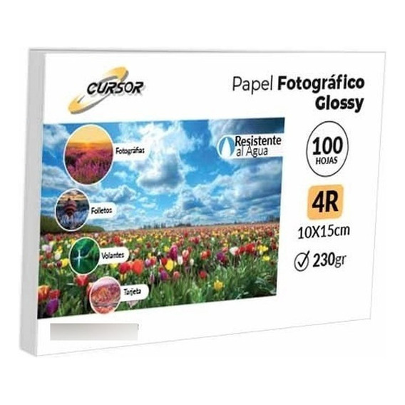 Papel Fotográfico Premium Glossy Cursor 4r 230 Gr 100 Hojas