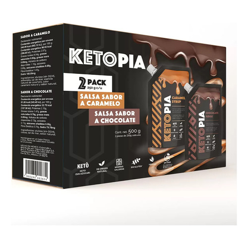 Ketopia Salsa Jarabe De Caramelo Y Chocolate 2 Piezas 250 G