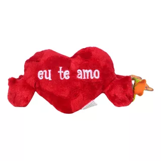 Coração Pelúcia Vermelho Abraço Eu Te Amo L 17,5 X A 11,5 Cm