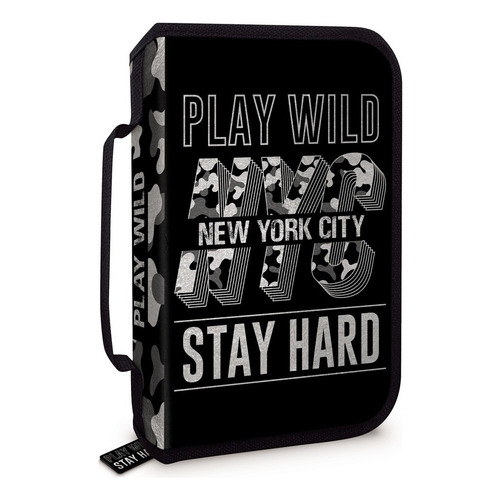 Cartuchera Canopla Desplegable Play Wild Stay Hard 1 Cierre Color Multicolor Camuflado/Gris