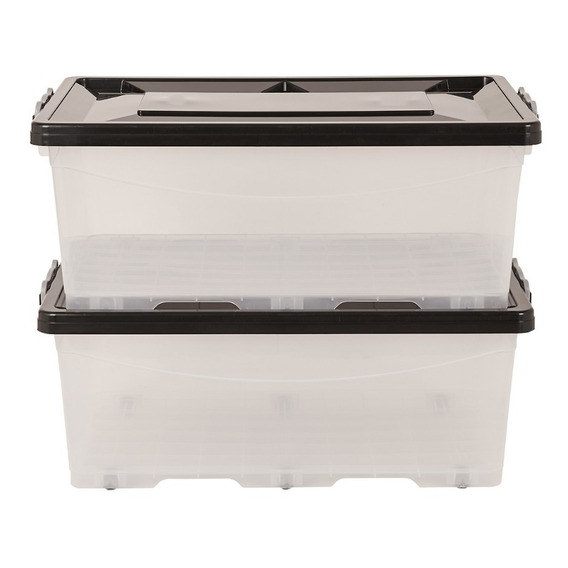 Set X2 Cajas Organizadoras Plastica Chica Con Ruedas 40 Lt 