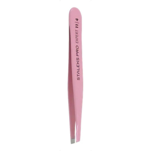 Pinzas de cejas de diseñador Staleks Pro Te-11/4, color rosa