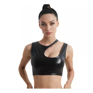 Top Kale Pompavana Corpiño Engomado Cut Out Negro Mujer