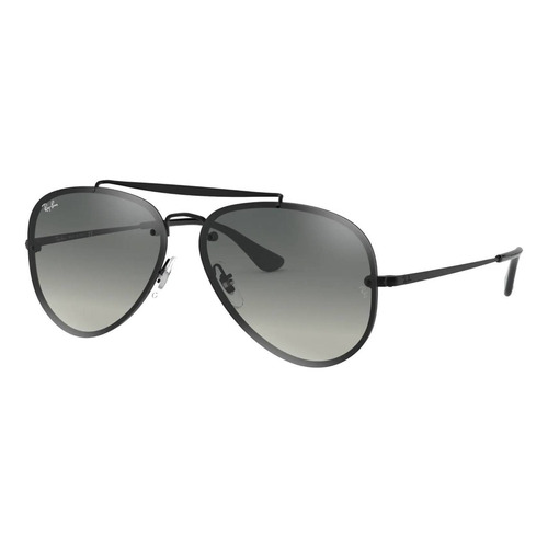 Gafas de sol Ray-Ban Aviator Blaze Small con marco de acero color matte black, lente grey de poliamida degradada, varilla matte black de acero - RB3584N