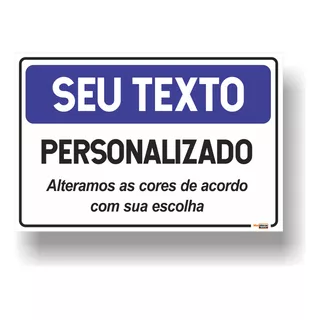 Placa Personalizado Seu Texto 30x20 Pvc 1mm Azul