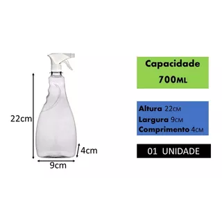 Frasco Borrifador Spray  Álcool Pulverizado 700ml C/01und