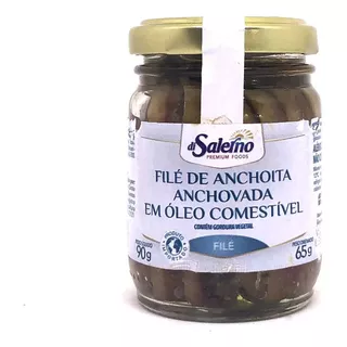 Filé De Anchovas Argentino Em Óleo Di Salerno Vidro Peso Líquido 90g