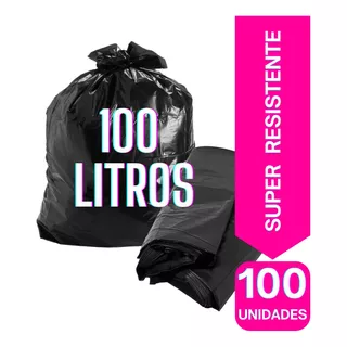 Saco De Lixo 100 Litros Preto Carga Média - 100 Sacos