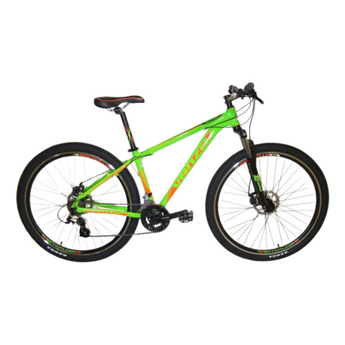 Mountain bike Venzo Skyline R29 18" 21v frenos v-brakes cambios Shimano color verde/naranja  