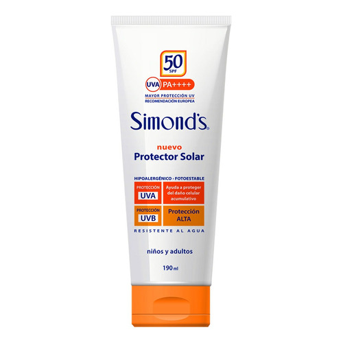 Protector Solar Crema Fps50 Hipoalergénico | Simond's 190ml