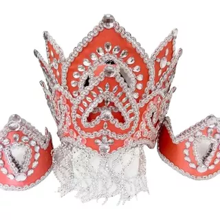 Paramenta De Iansã Coral Luxo Completa Coroa Ade Oya