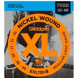 Encordoamento D'addario Exl110b Guitarra 010 + Mi Extra Pl10