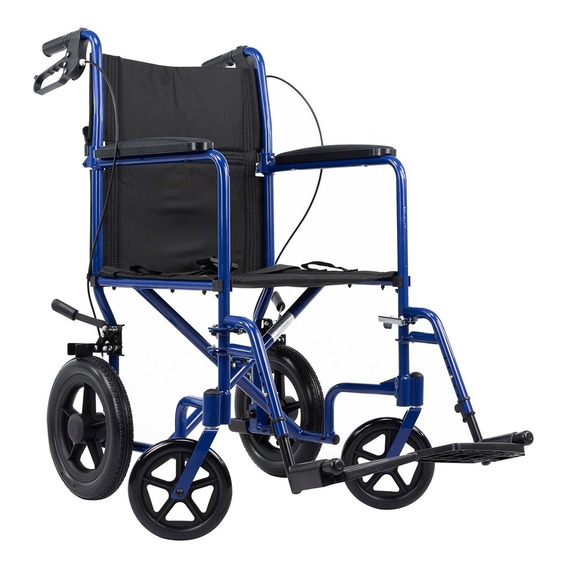 Silla De Ruedas De Traslado Super Ligera Aluminio Medical St Color Azul