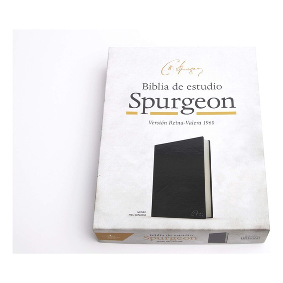 Biblia De Estudio Spurgeon, Negro Piel Genuina Rv1960