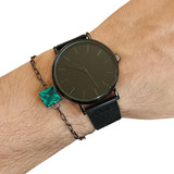 Pulseira Masculina Com Pedra Verde Turmalina Paraíba