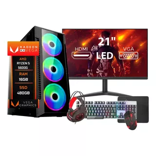 Pc Gamer Completo Ryzen 5 5600g, 16gb Ddr4, Ssd 480gb Vega 7