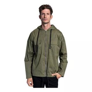 Campera Piloto Hombre Rompeviento Con Bolsillos Capucha