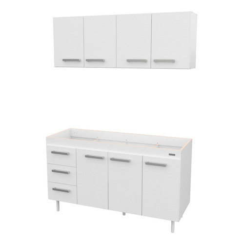 Combo Mueble De Cocina 1,40 Mts. Mosconi Sin Bacha Color Blanco